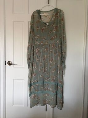Denim & Supply Ralph Lauren Sage Green Floral midi Dress with H&M bodycon dress